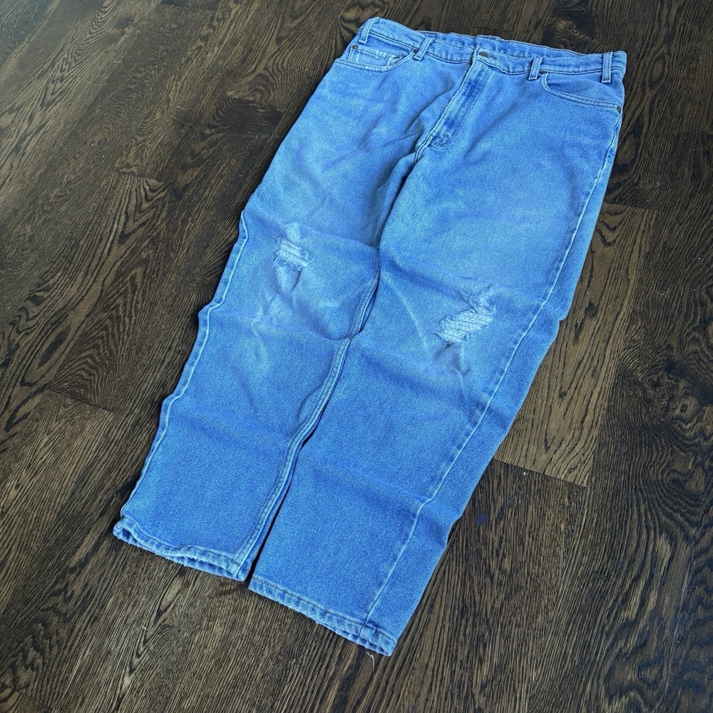 Vtg 90s Levis 540 Brown Tab USA Light Wash Relaxed Straight Leg Distressed 36x30
